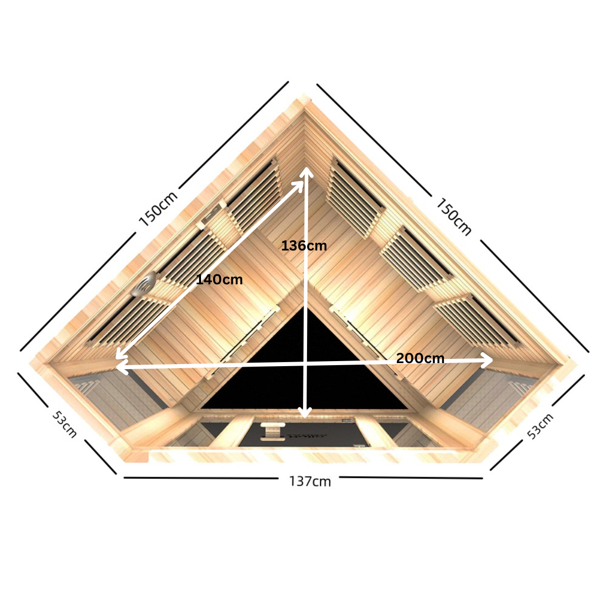 Kylin L-shaped Corner Carbon Far Infrared Sauna Room 4 person